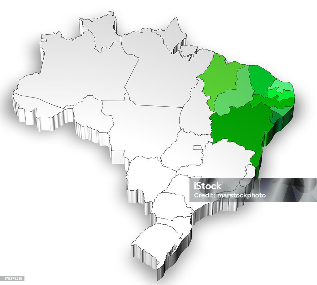 3 次元の地図ブラジル、北地域 - シンプルのロイヤリティフリーストックフォト