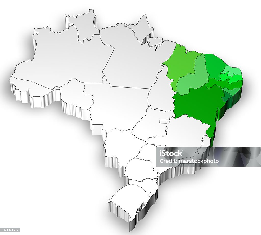 3차원 맵 브라질, 북부 지역 - 로열티 프리 0명 스톡 사진