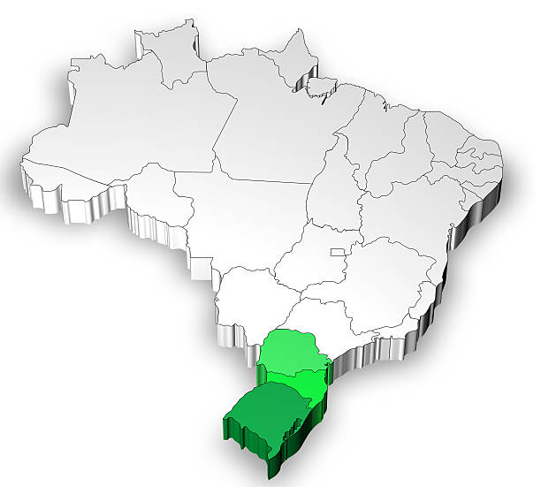 istock Three dimensional map of Brazil with south region 178376978