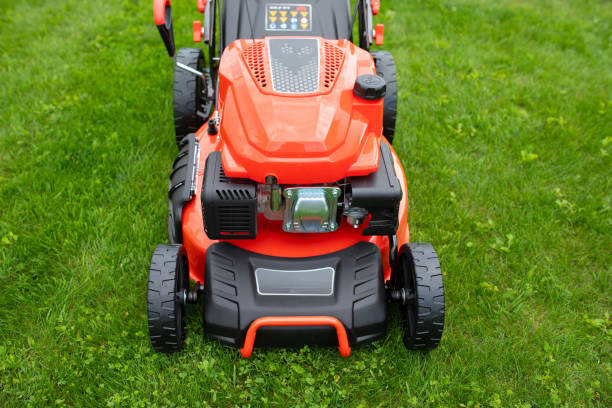 istock petrol self-propelled lawn mower on green grass 1783771355