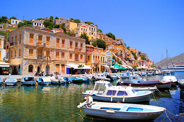 istock Colorful harbor with boats at Symi, Greece 178377265
