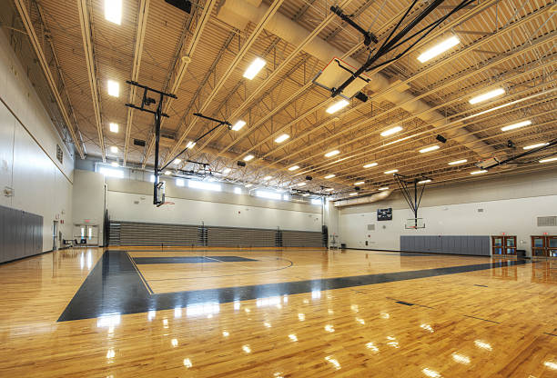 Gymnasium at Middle School Gymnasium at Middle School school bleachers stock pictures, royalty-free photos & images