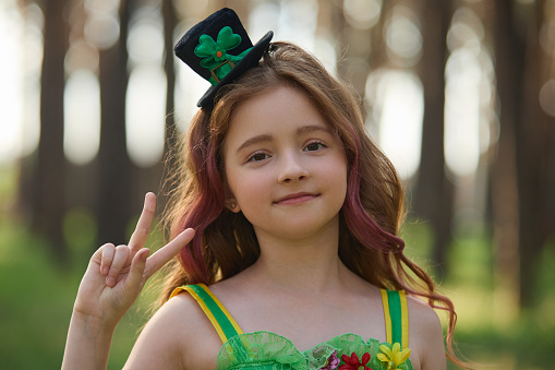 Cut children dressed as leprechauns celebrate Saint Patrick's Day on the 17th of March