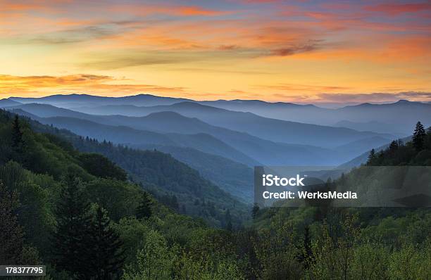 Nascer Do Sol Paisagem Parque Nacional Das Montanhas De Smoky Gatlinburg Já - Fotografias de stock e mais imagens de Montanha