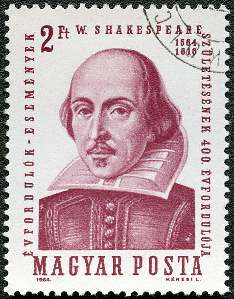 Close view of a US postage stamp issued to commemorate 400ths anniversary of his birth.