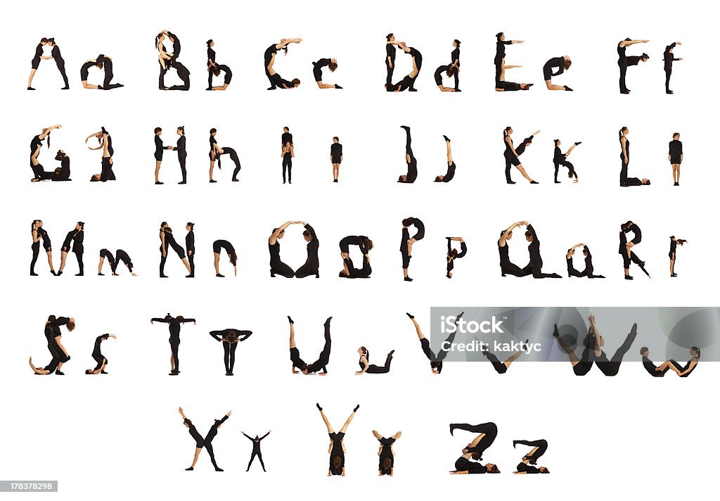 ブラックのおしゃれな人々のグループを形成するアルファベット - アルファベットのロイヤリティフリーストックフォト