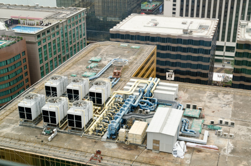View on a Skyscraper air conditioning system roof top