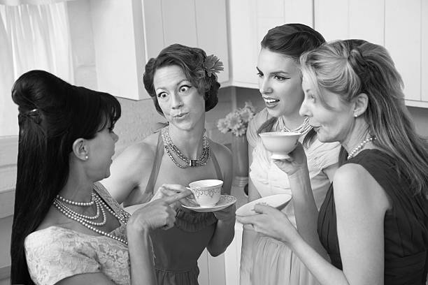 istock Four women drinking tea in black and white 178378959