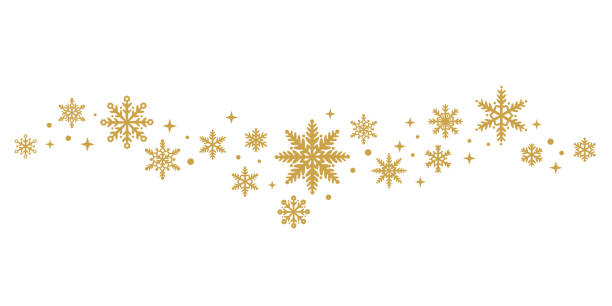 istock Golden snowflake boarder wave vector clip art illustration for winter holidays, Christmas design 1783792111