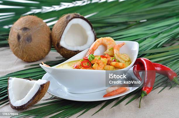 Shrimps Soup Stock Photo - Download Image Now - Coconut, Scampi - Seafood, Appetizer