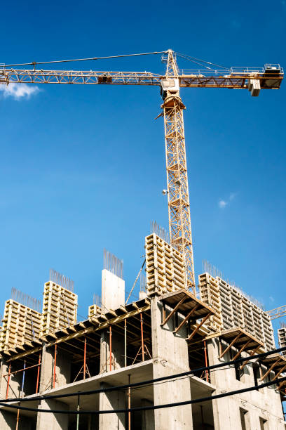 istock Construction industry building. Construction industry site with cranes, fittings and concrete. 1783801294