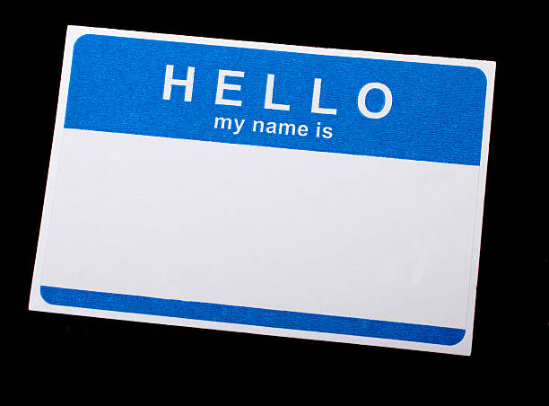 выделение именная табличка - hello identity name tag greeting стоковые фото и изображения