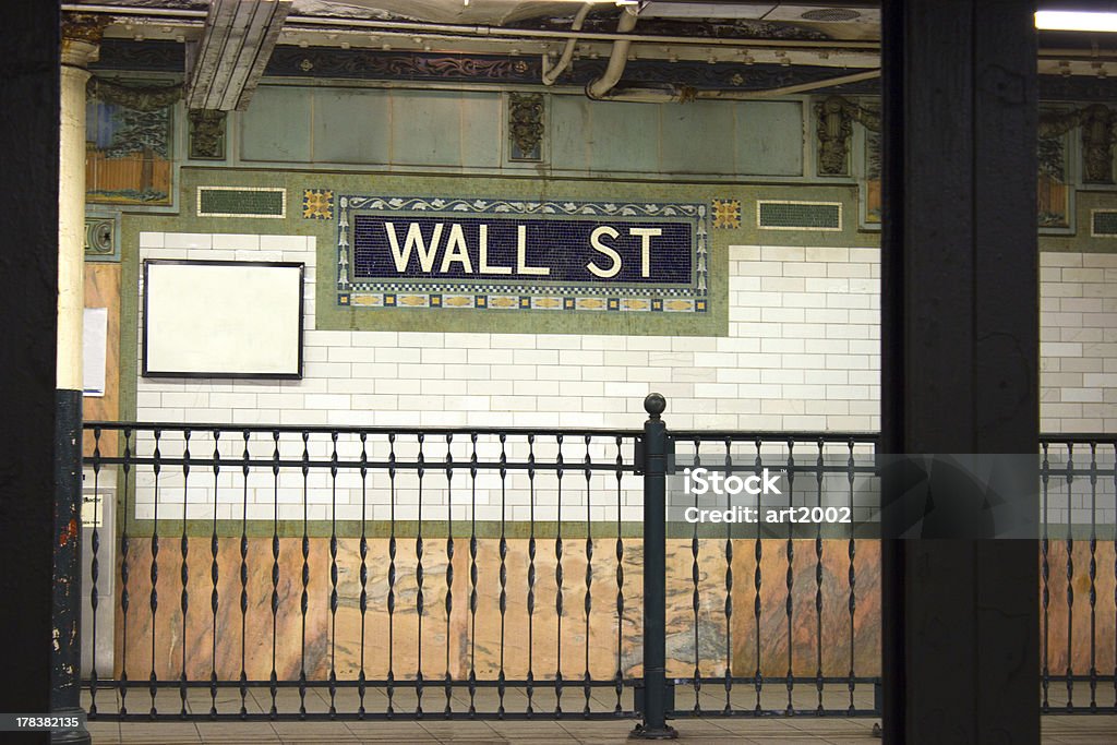 Wall St. subway stop, NYC "The subway station for Wall Street in the Financial District of downtown Manhattan, New York" Wall Street - Lower Manhattan Stock Photo