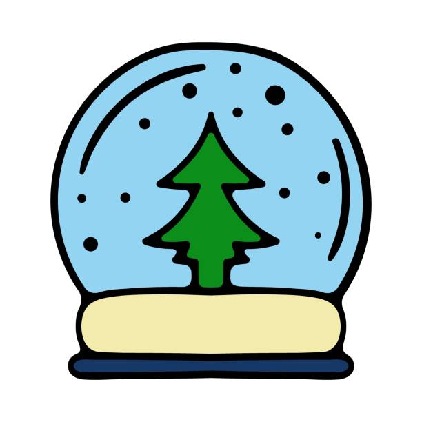 ilustrações de stock, clip art, desenhos animados e ícones de glass ball with a christmas tree inside. decoration, decorate, new year, eve, december 25, winter, holiday atmosphere, celebrate, family celebration, traditions. colorful icon - christmas tree branch