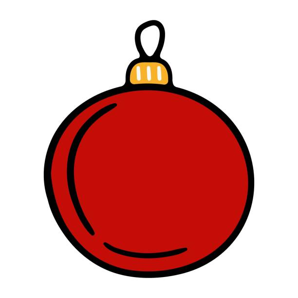 ilustrações, clipart, desenhos animados e ícones de bola vermelha de natal. decoração, decorar, ano novo, véspera, 25 de dezembro, inverno, ambiente de férias, celebrar, celebração familiar, tradições. ícone colorido - spruce branch