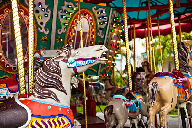 Carousel horses in Miami stock photo