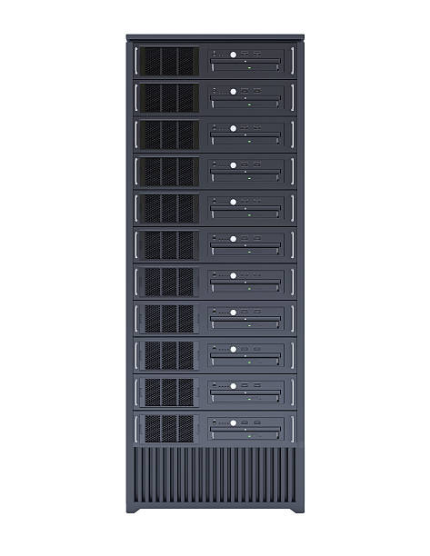 Moderno Computer Server Farm isolato su bianco - foto stock