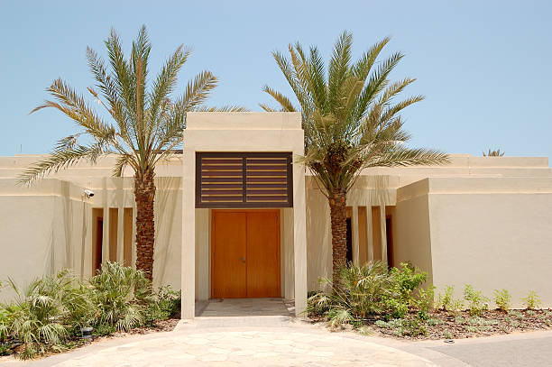 Arabic style modern villa at luxury hotel, Abu Dhabi, UAE stock photo