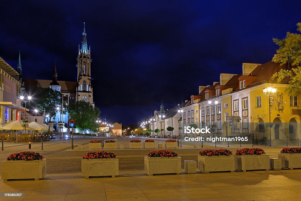 Bialystok by night "City at Night on the left side of the cathedral of Bialystok, Poland." Białystok Stock Photo