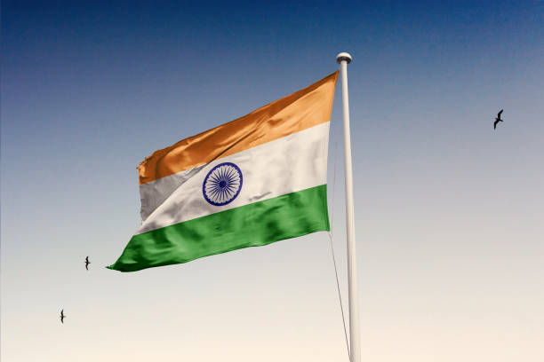 istock India flag fluttering in the wind on sky. 1783854309