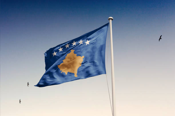 istock Kosovo flag fluttering in the wind on sky. 1783855449