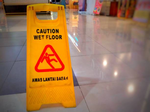 istock Warning signs for wet floors in mall 1783857665