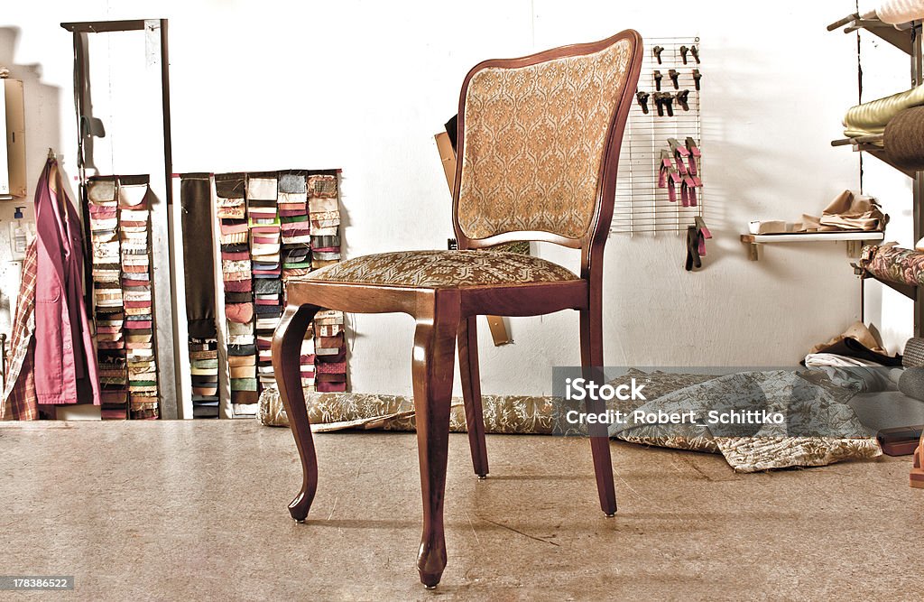 Antiker Holzstuhl / antique wooden chair Freshly repaired antique wooden chair. Activity Stock Photo