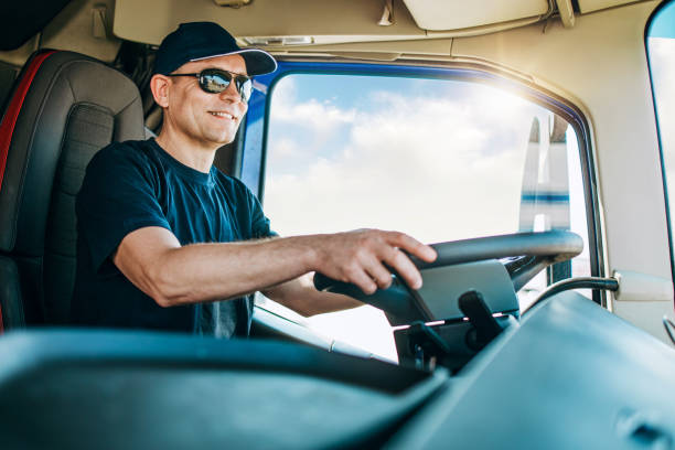 istock Professional truck driver sitting in truck 1783865220