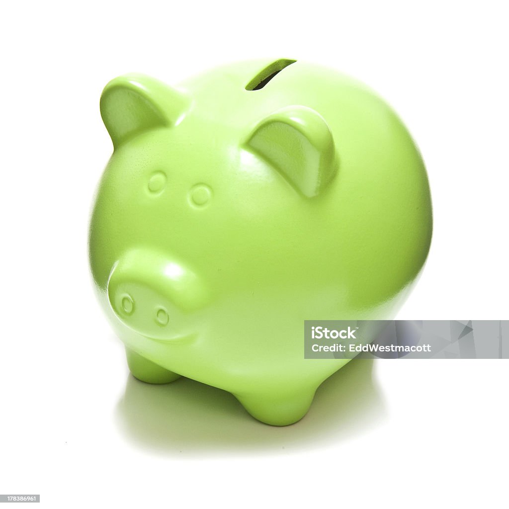 Grüne Sparschwein und Geld box. - Lizenzfrei Bankgeschäft Stock-Foto