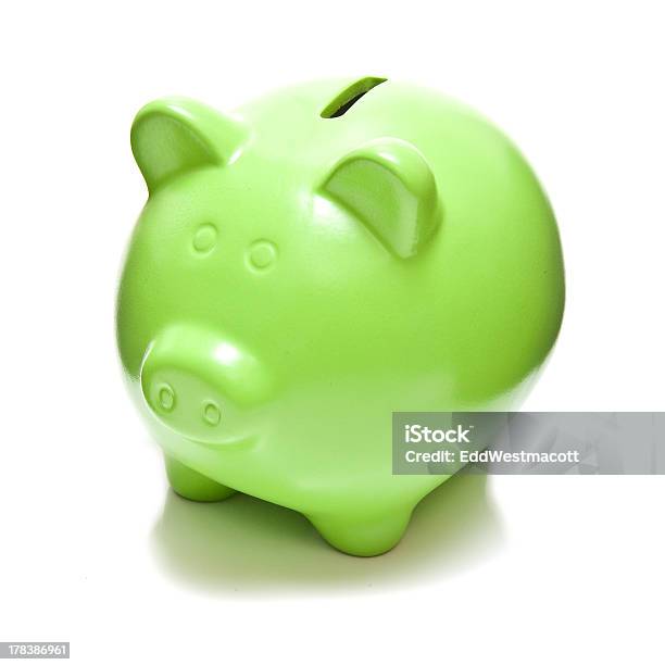 Foto de Green Piggy Bank Ou Dinheiro Da Caixa e mais fotos de stock de Brinquedo - Brinquedo, Cofre de porquinho, Cofre para moedas