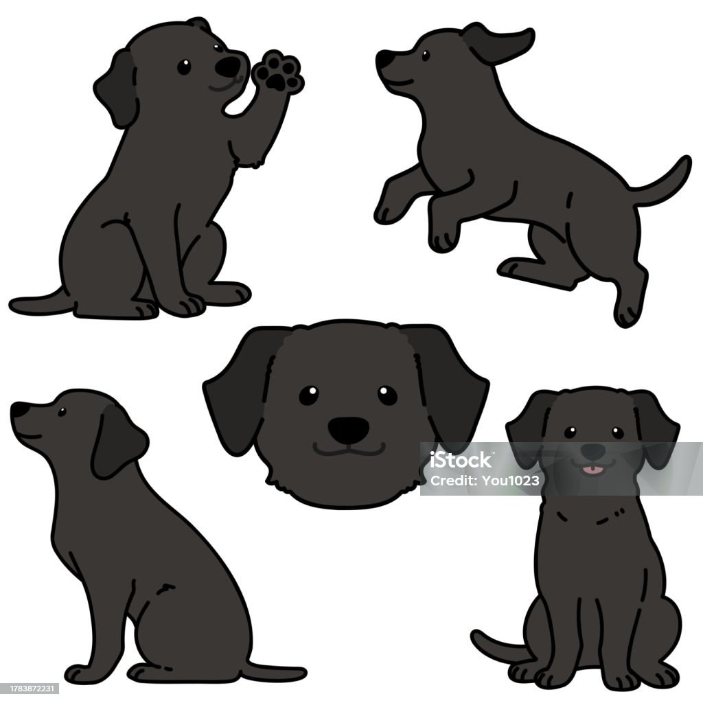 Outlined Black Labrador Illustrations Set Stock Illustration Download outlined-black-labrador-illustrations-set-stock-illustration-download