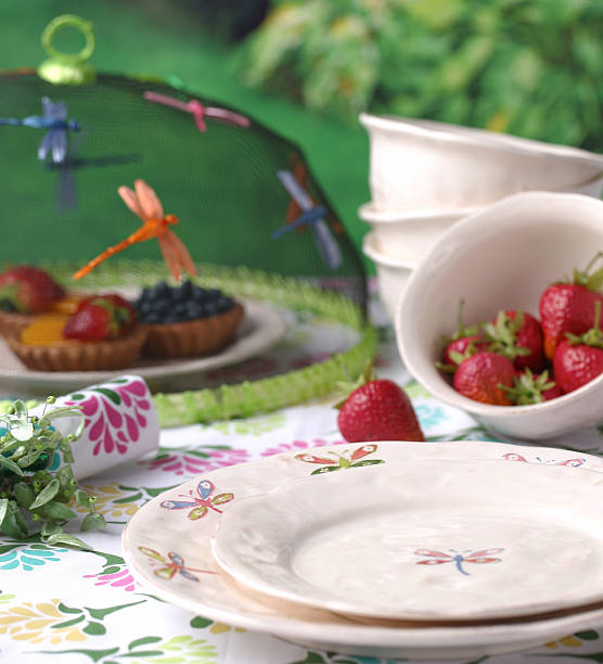 picnic with strawberrys stock photo