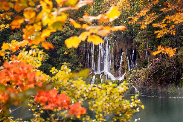 Hidden waterfall stock photo