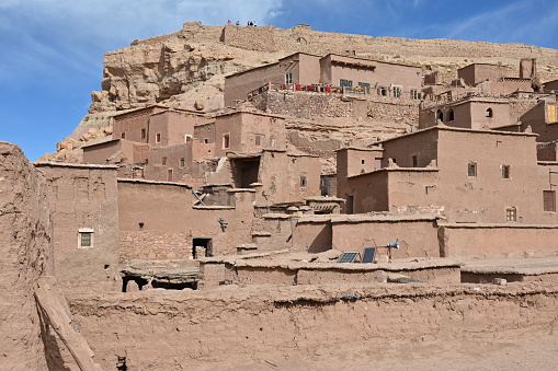 Aït Benhaddou, a fortified city of mud houses at the foot of the High Atlas Mountains in southeastern Morocco.