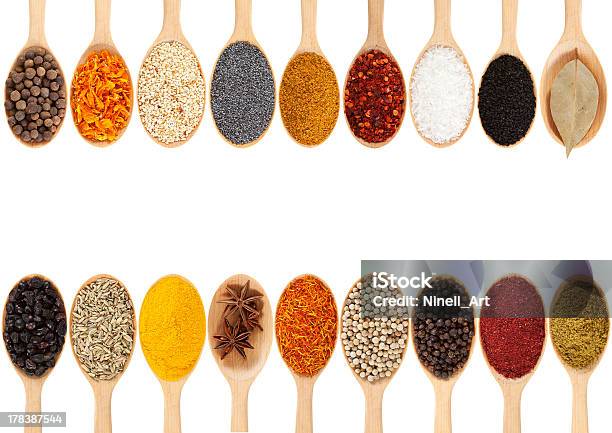 Spices Stock Photo - Download Image Now - Spoon, Spice, Herb