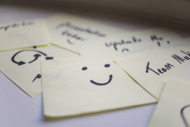 istock Smile Your Way to Success: Sticky Notes with Productive Tasks and a Single Smiley Face 1783880382