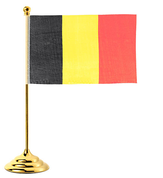 istock Gold flagpole hanging the flag of Belgium 178388139
