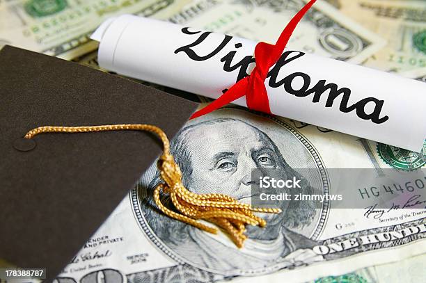 Cap And Diploma Stock Photo - Download Image Now - Cap - Hat, Currency, Diploma