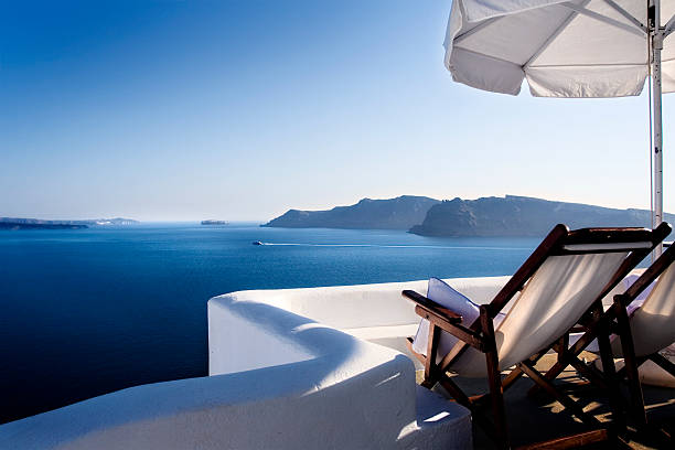 Santorini Terrace stock photo