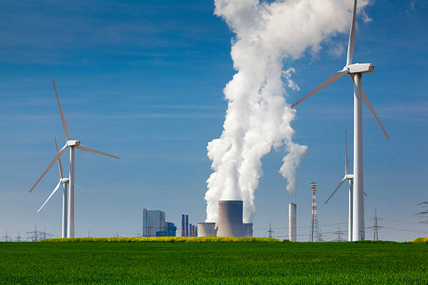 istock Alternative energy  against power plant 178390846