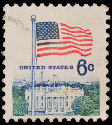 UNITED STATES OF AMERICA - CIRCA 1960: A used air mail postage stamp printed in United States shows the President Abraham Lincoln, circa 1960