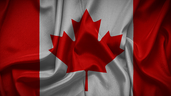 3d illustration flag of Canada. Close up waving flag of Canada.