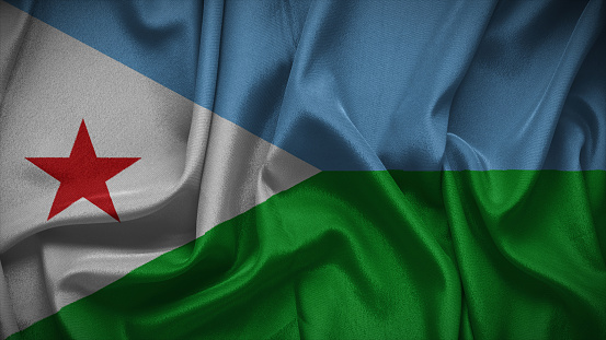 3d illustration flag of Djibouti. Close up waving flag of Djibouti.