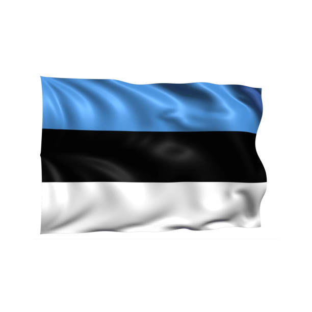 3d illustration flag of Estonia. Estonia flag waving isolated on white background with clipping path. flag frame with empty space for your text.