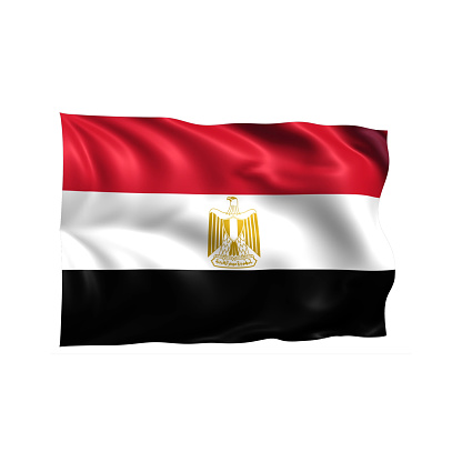 flag of egypt waving with highly detailed textile texture pattern