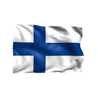 3d illustration flag of Finland. Finland flag waving isolated on white background with clipping path. flag frame with empty space for your text.