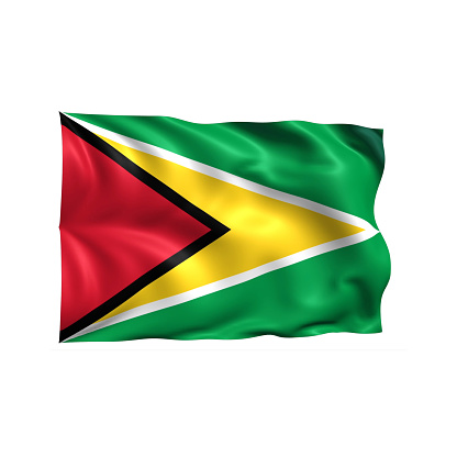3d illustration flag of Guyana. Guyana flag waving isolated on white background with clipping path. flag frame with empty space for your text.