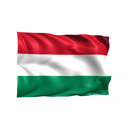 3d illustration flag of Hungary. Hungary flag waving isolated on white background with clipping path. flag frame with empty space for your text.