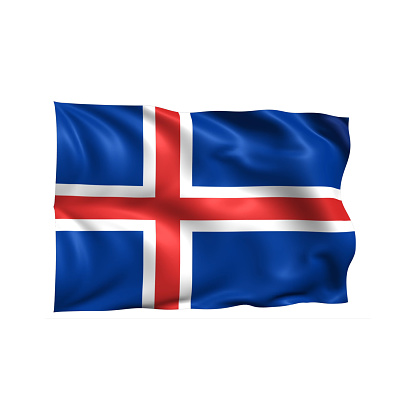 3d illustration flag of Iceland. Iceland flag waving isolated on white background with clipping path. flag frame with empty space for your text.