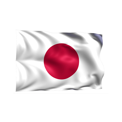 3d illustration flag of Japan. Japan flag waving isolated on white background with clipping path. flag frame with empty space for your text.